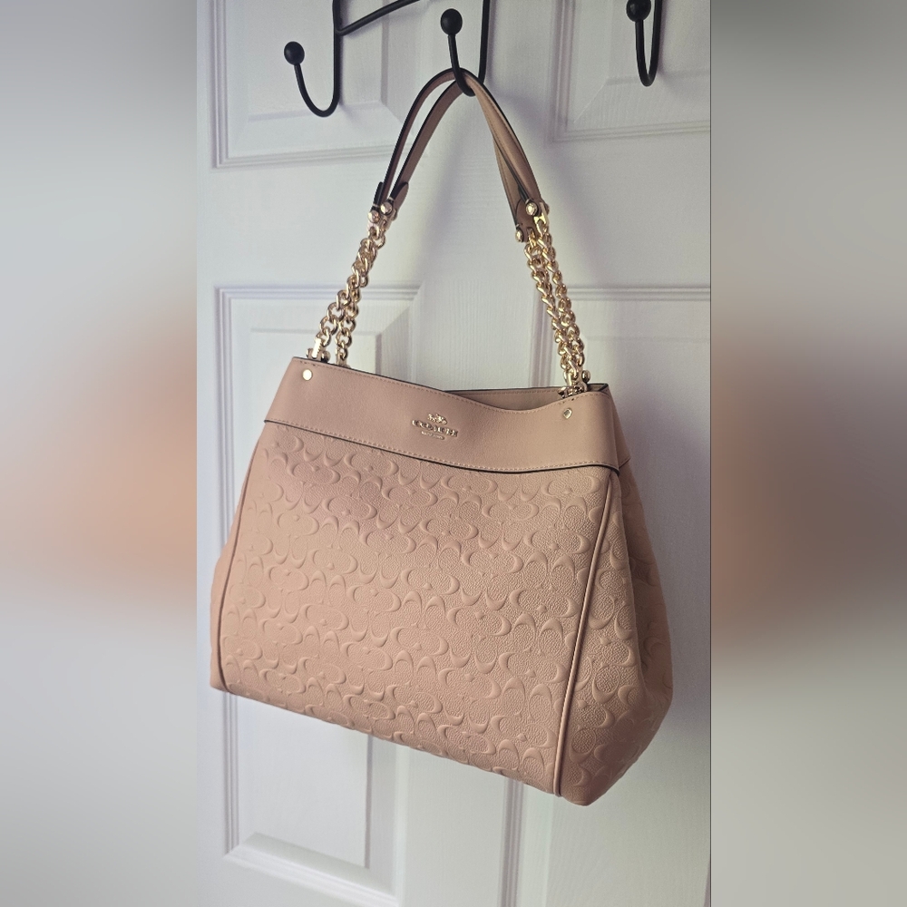 Coach Pink Embossed Leather Tote